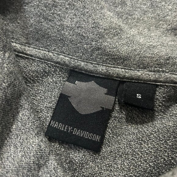 Harley Davidson Womens S Grey Asymmetric Cowl Neck Cardigan Biker - Picture 3 of 4